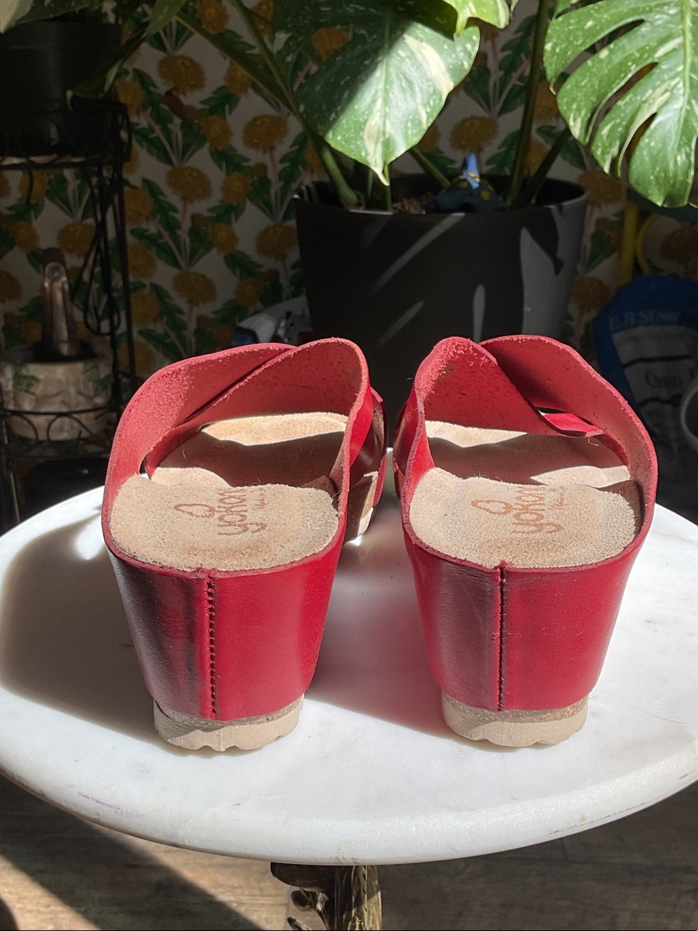 Yokono Red Crossband Slide Mules - Picture 3 of 5